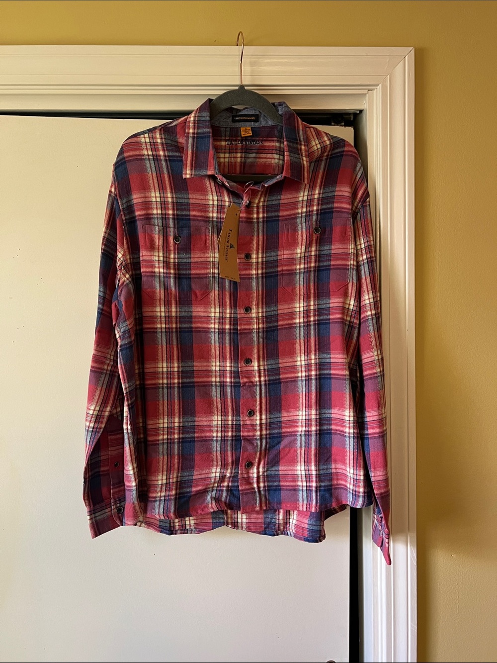Tailor Vintage Red, Blue & Cream Plaid Shirt XL